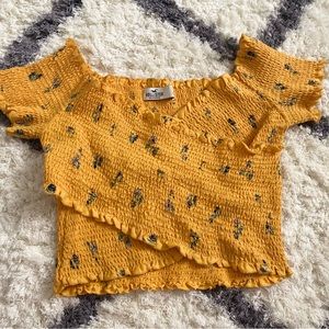Hollister Yellow Wrap Crop Top